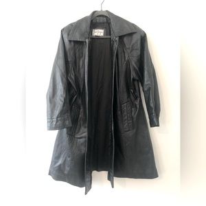 Vintage leather trench, black, GUC